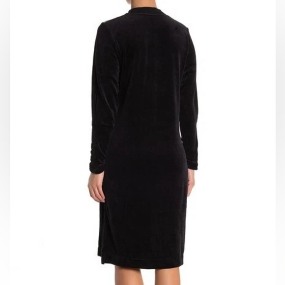 🐢 Adidas Black Bodycon Long Sleeve Velour Dress with White Accents Size XL - Picture 4 of 12